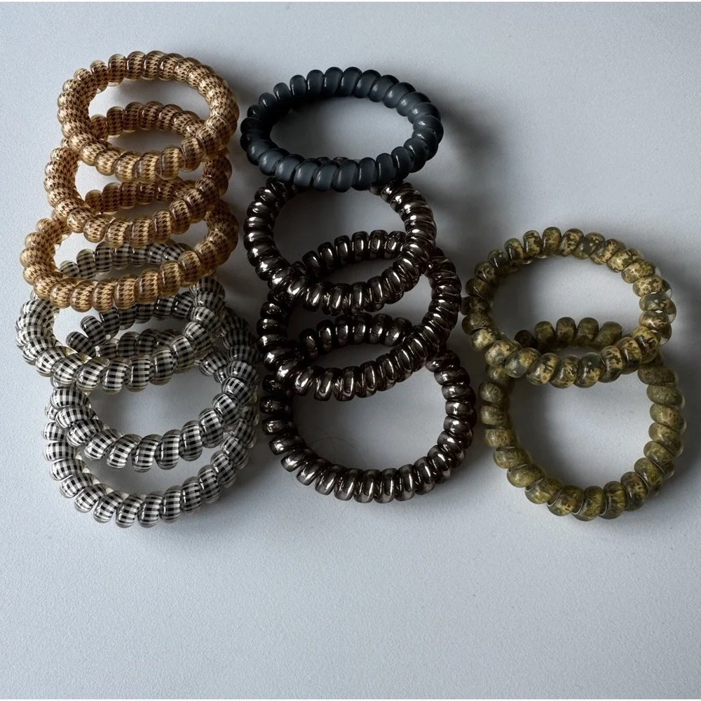 TELETIES Spiral Hair Coils Ponytail Hair Ties Combo Set Variety Colors NWOT